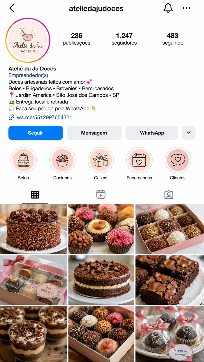 Print real do perfil da Ateliê da Ju Doces